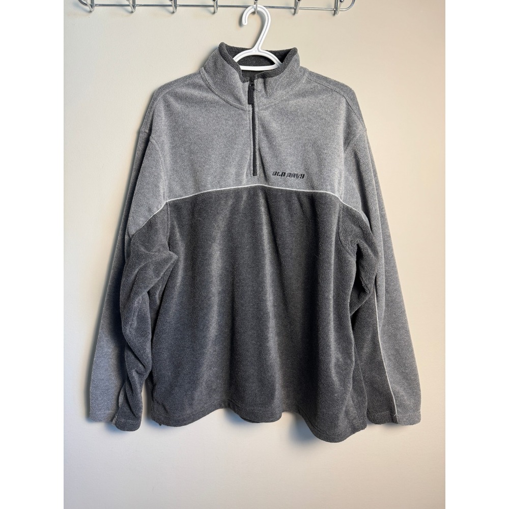 Old Navy Mens Gray Fleece Quarter Zip Pullover XXL Gorpcore Outdoorsy Cozy